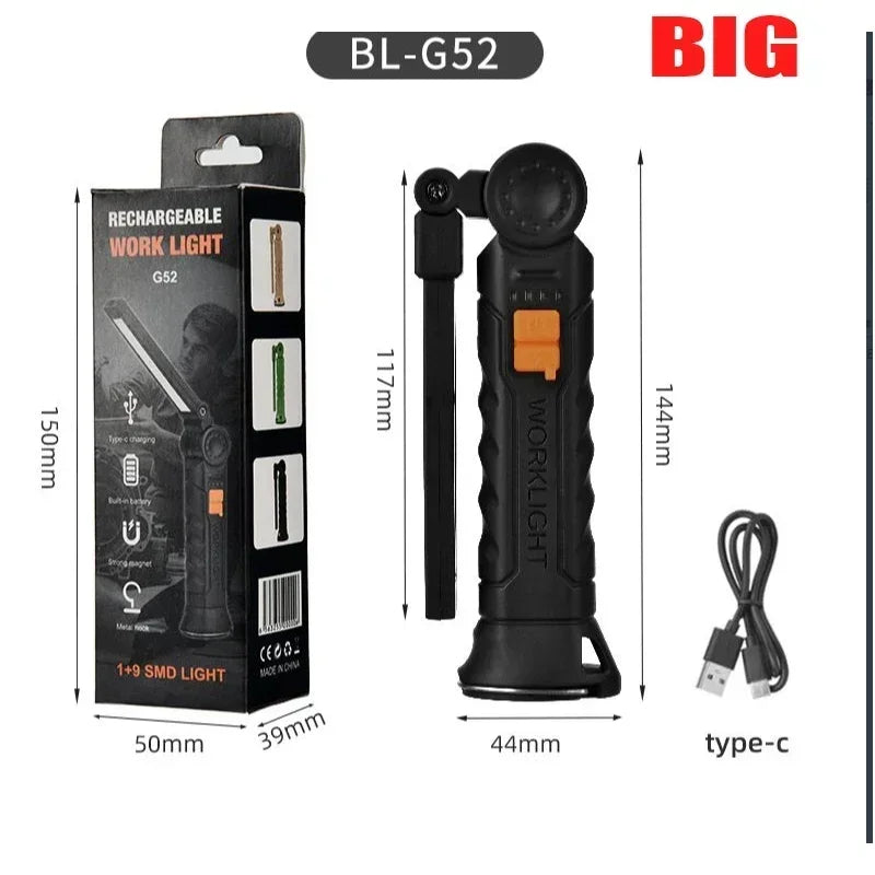 Portable COB LED Flashlight USB