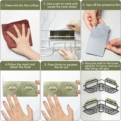 1pc Bathroom Corner Shelf, No-Drill Corner Shelf, Shelves
