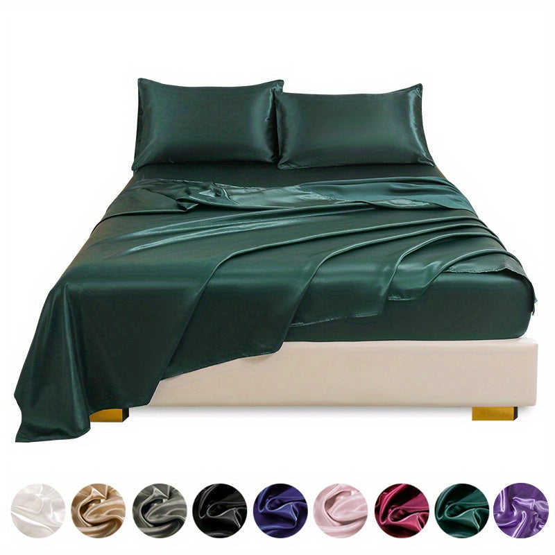 4pcs Satin Bed Sheet Four-Piece Set