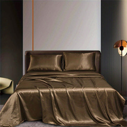 4pcs Satin Bed Sheet Four-Piece Set