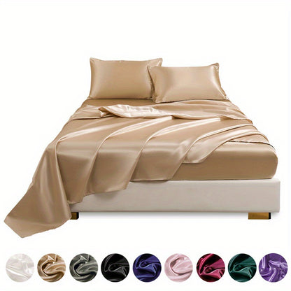 4pcs Satin Bed Sheet Four-Piece Set