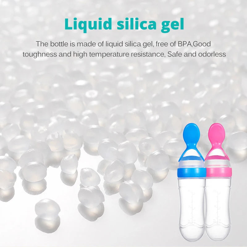 Silicone Baby Bottle With Spoon
