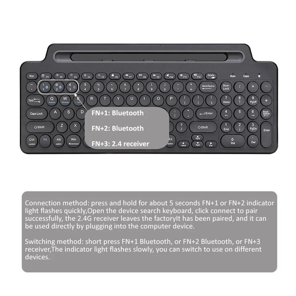 Wireless Magic Gaming BT Keyboard for Laptop Pc with Touch Screen Phone Stand