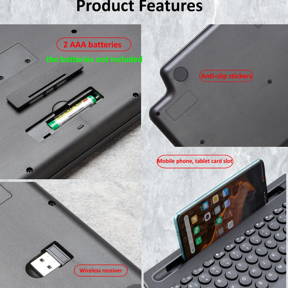 Wireless Magic Gaming BT Keyboard for Laptop Pc with Touch Screen Phone Stand