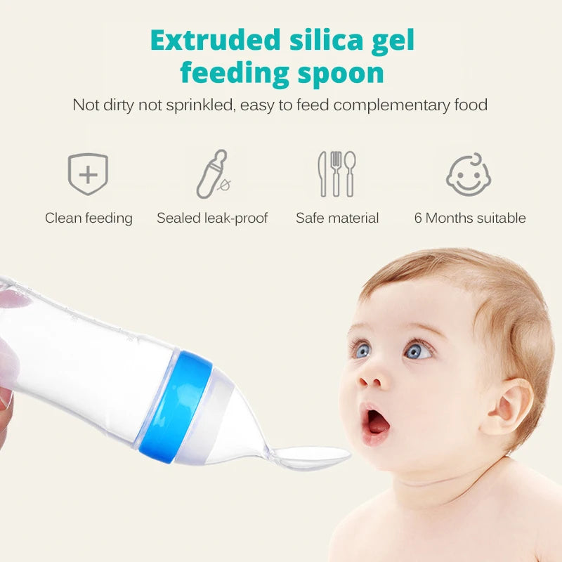 Silicone Baby Bottle With Spoon