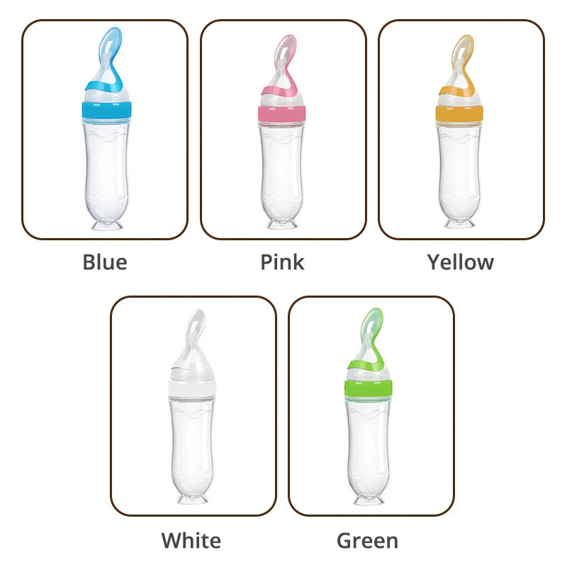 Silicone Baby Bottle With Spoon