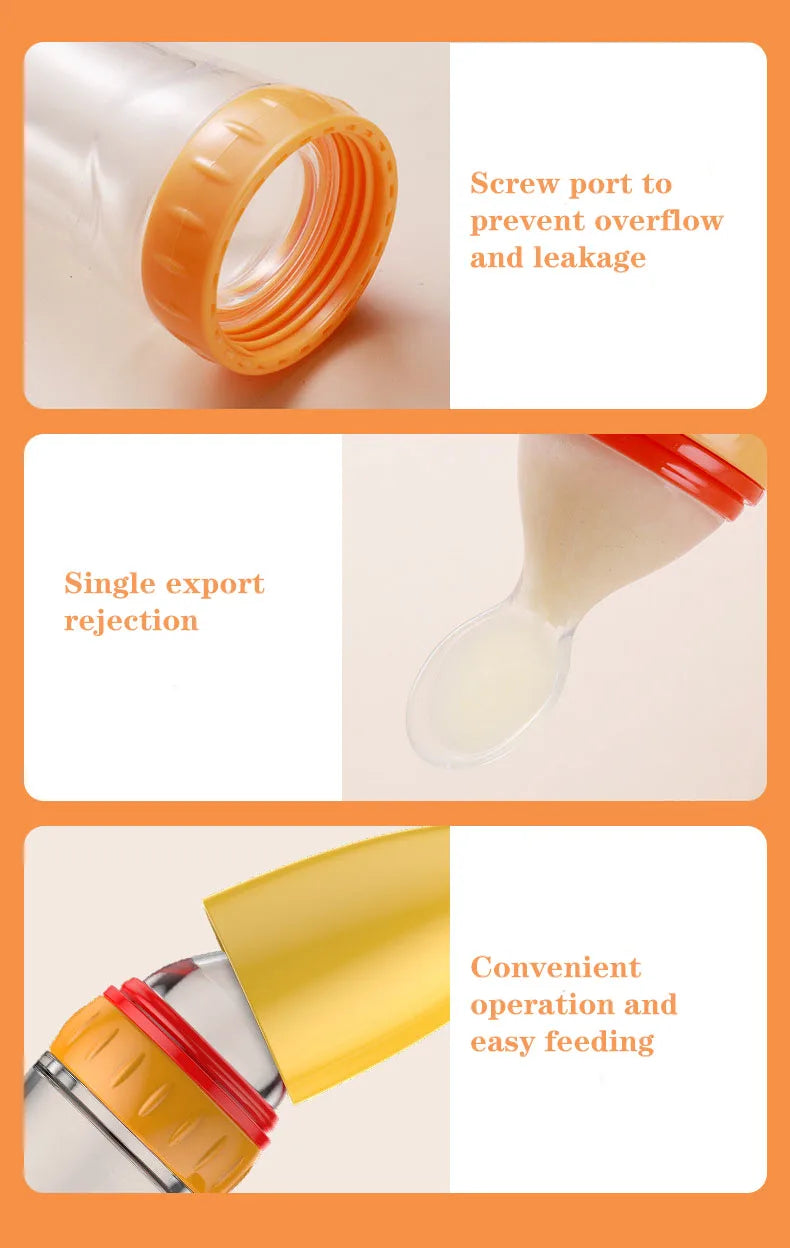 Silicone Baby Bottle With Spoon