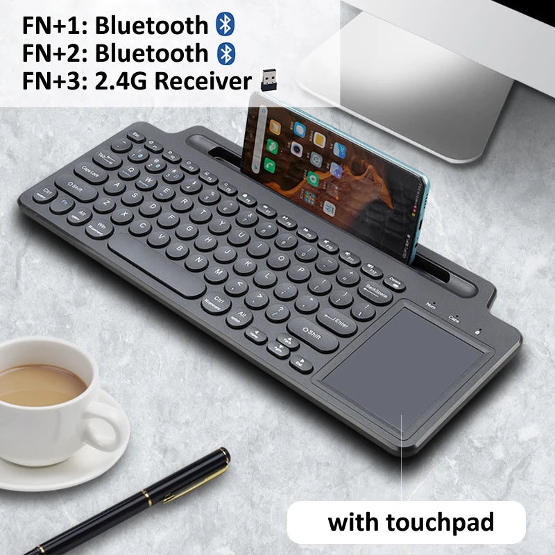 Wireless Magic Gaming BT Keyboard for Laptop Pc with Touch Screen Phone Stand