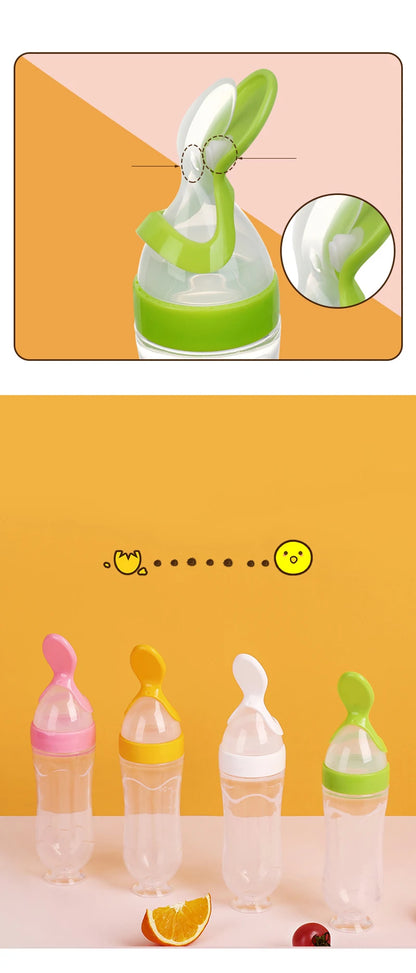 Silicone Baby Bottle With Spoon