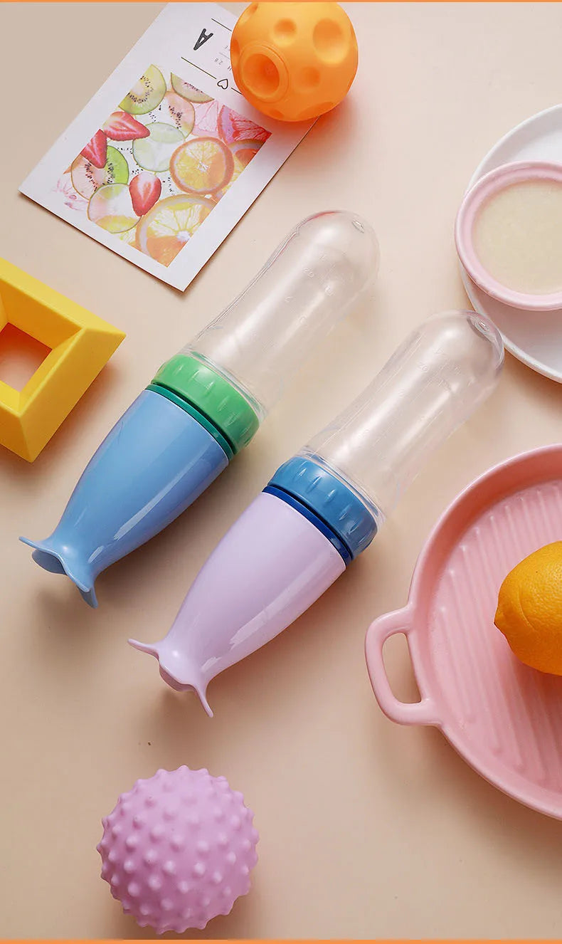Silicone Baby Bottle With Spoon