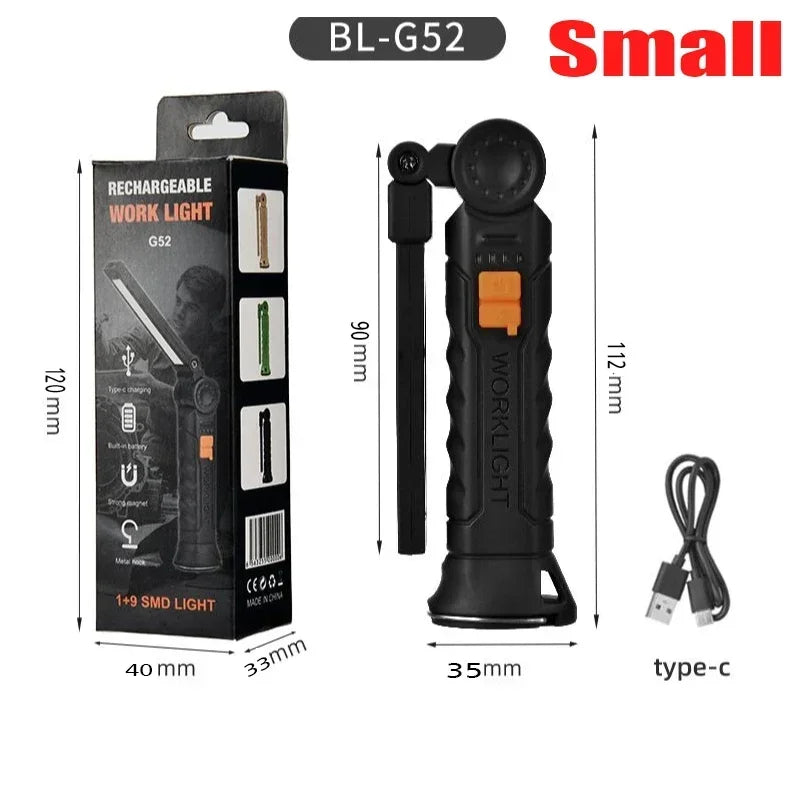 Portable COB LED Flashlight USB