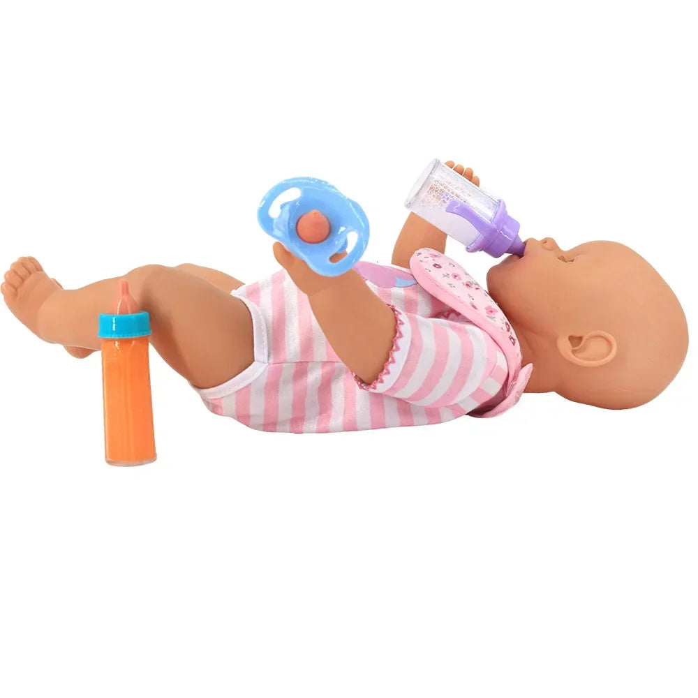 Doll accessories Baby Doll Feeding Bottle Set Baby Care Toy Stroller 2pc Milk And Juice Bottles With Toy Pacifier For Baby Dolls