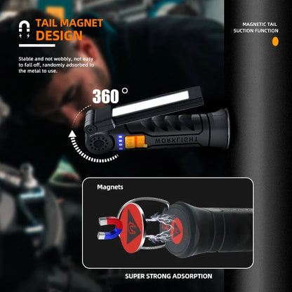 Portable COB LED Flashlight USB