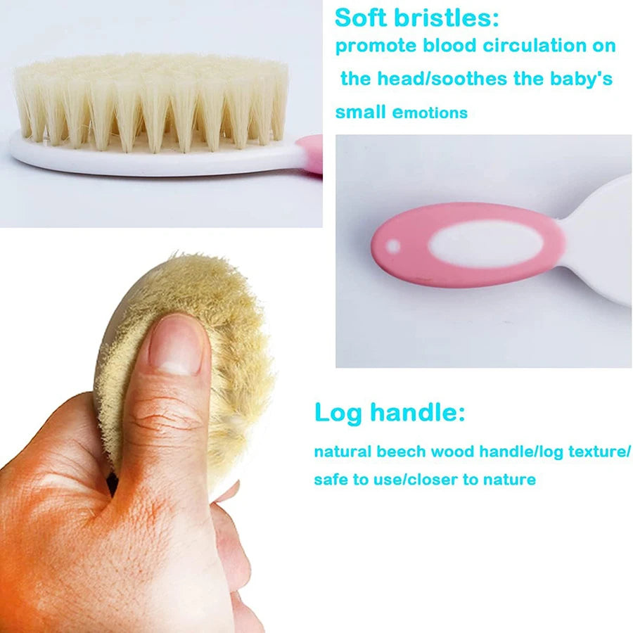 Baby Hair Brush Set for Newborn Toddlers Soft Bristles Cradle Cap Brush