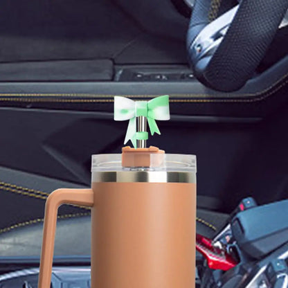 Bow Straw Cap Covers Toppers Silicone Accessories For Stanley Cups 30&40 Oz Tumbler And With 1pc Protective Boot ﻿