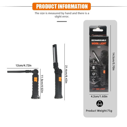Portable COB LED Flashlight USB