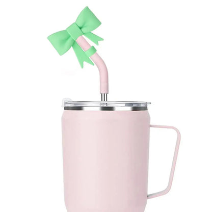 Bow Straw Cap Covers Toppers Silicone Accessories For Stanley Cups 30&40 Oz Tumbler And With 1pc Protective Boot ﻿