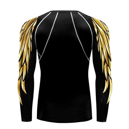 Compression Shirt for Men 3D Print Wing Graphic Tees Long Sleeve Fitness Crewneck Workout Top Quick Drying Summer Male Clothing