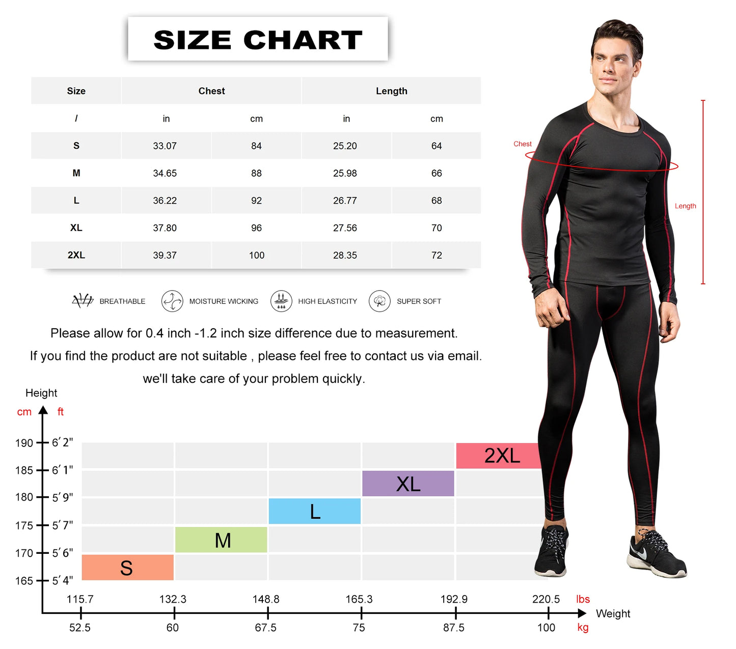 Compression Shirt Men Long Sleeve Gym Undershirts for Men Workout Workout Shirts Running Basketball Athletic Tights Baselayer