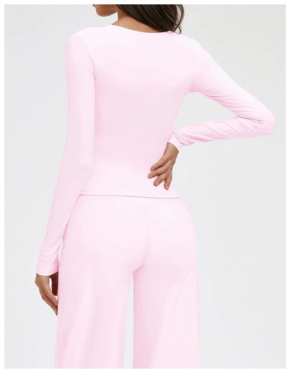 Compression Shirt Yoga Long Sleeve V Training Wear Tight Slim Fit Outdoor Running Fitness Sportswear Woman Gym Activewear
