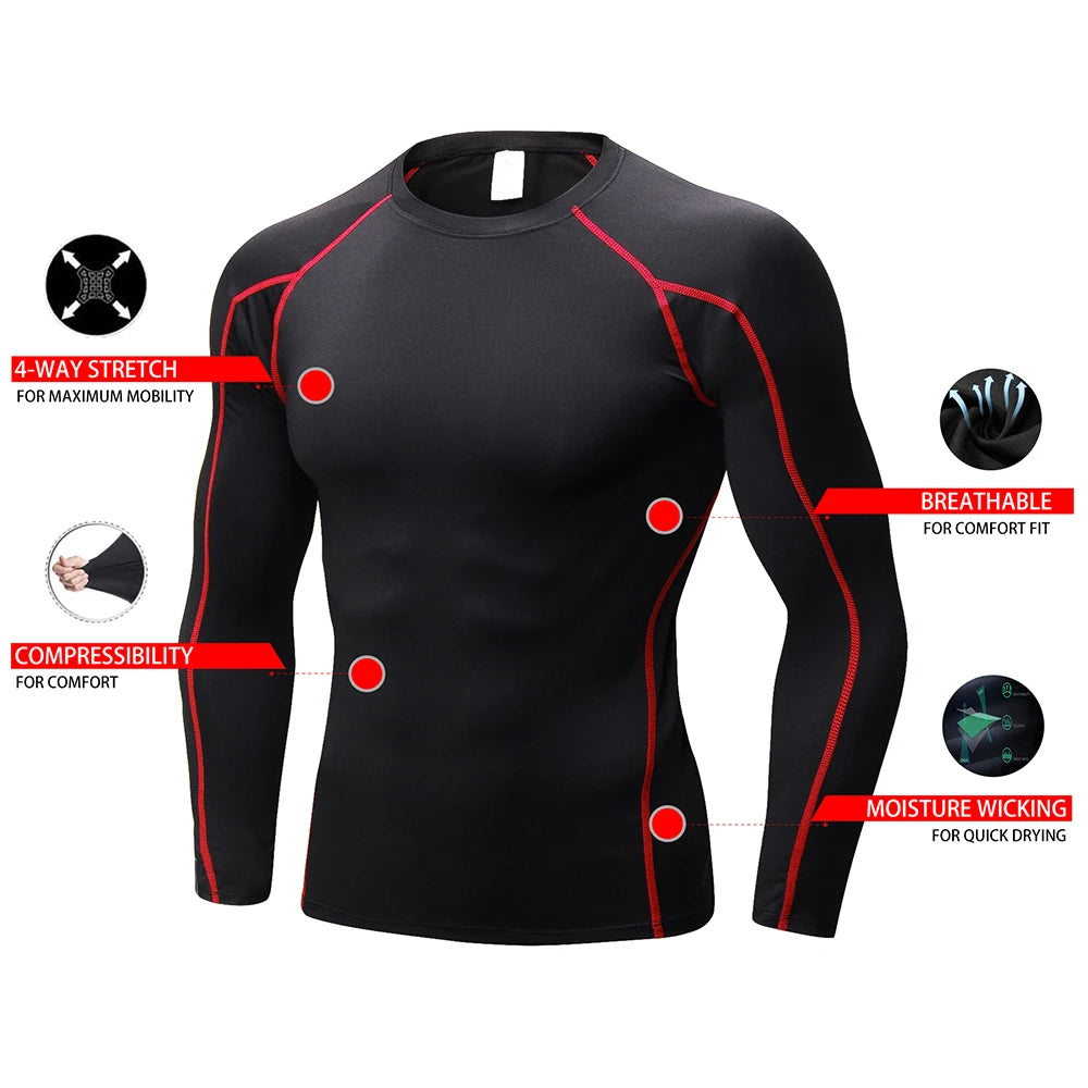 Compression Shirt Men Long Sleeve Gym Undershirts for Men Workout Workout Shirts Running Basketball Athletic Tights Baselayer