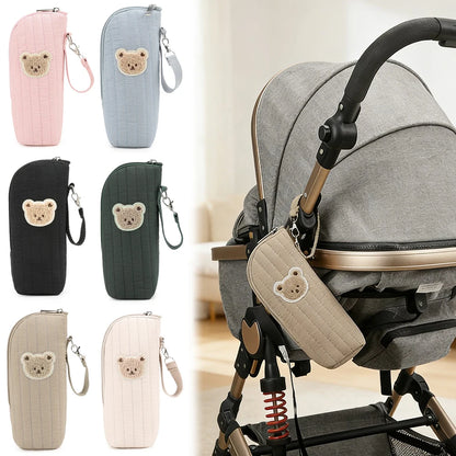 Baby Milk Bottle Warmer Bag,Plush Cartoon Bear Insulated Bag For Outdoor Travel Camping,Newborns Essential Travel Geared