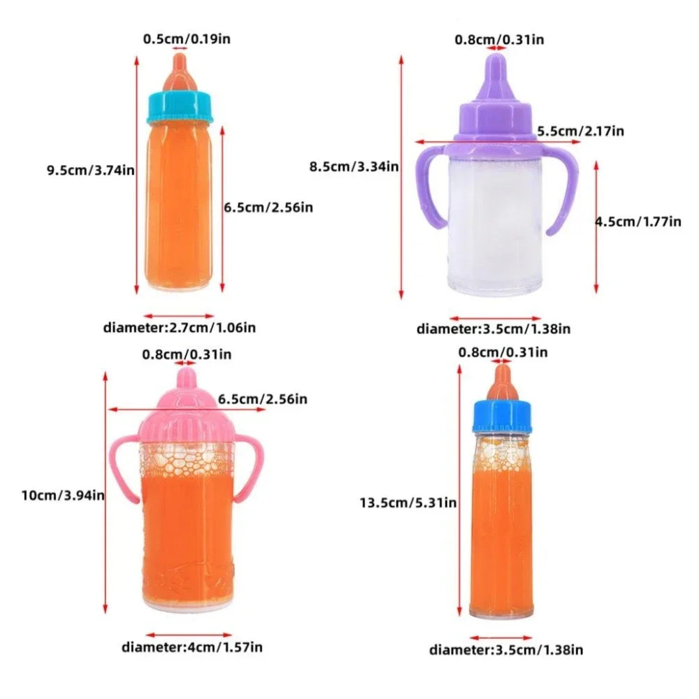 Doll accessories Baby Doll Feeding Bottle Set Baby Care Toy Stroller 2pc Milk And Juice Bottles With Toy Pacifier For Baby Dolls