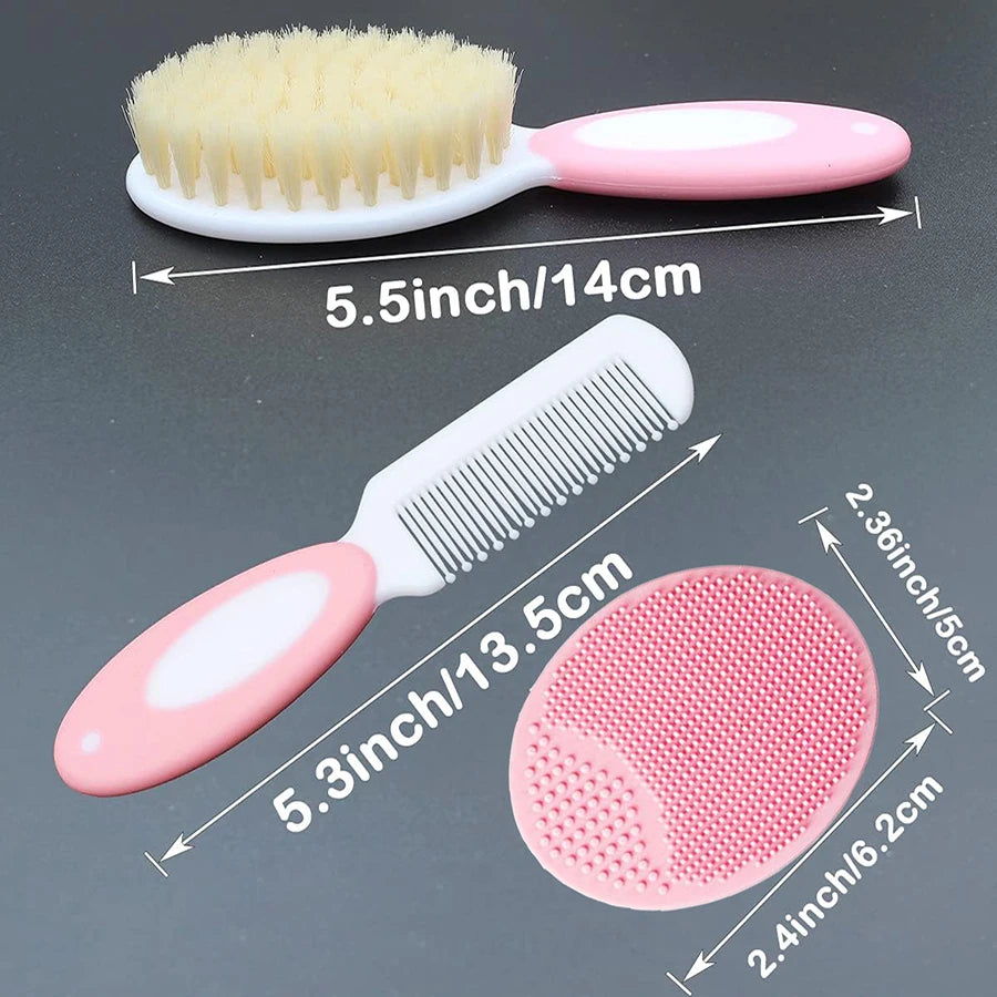 Baby Hair Brush Set for Newborn Toddlers Soft Bristles Cradle Cap Brush
