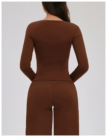 Compression Shirt Yoga Long Sleeve V Training Wear Tight Slim Fit Outdoor Running Fitness Sportswear Woman Gym Activewear
