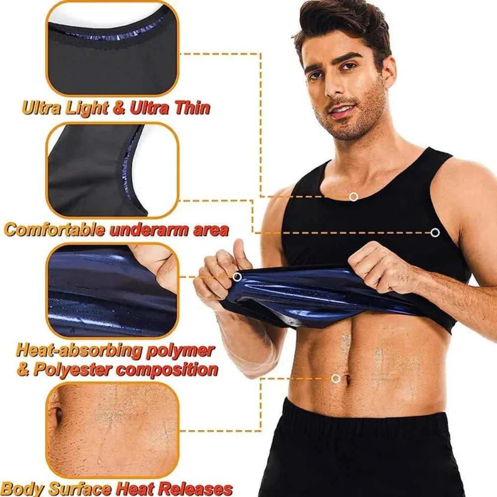 Men Sauna Sweat Vest  Workout Compression Shirt