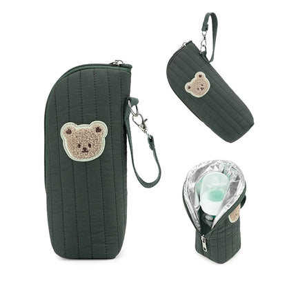 Baby Milk Bottle Warmer Bag,Plush Cartoon Bear Insulated Bag For Outdoor Travel Camping,Newborns Essential Travel Geared