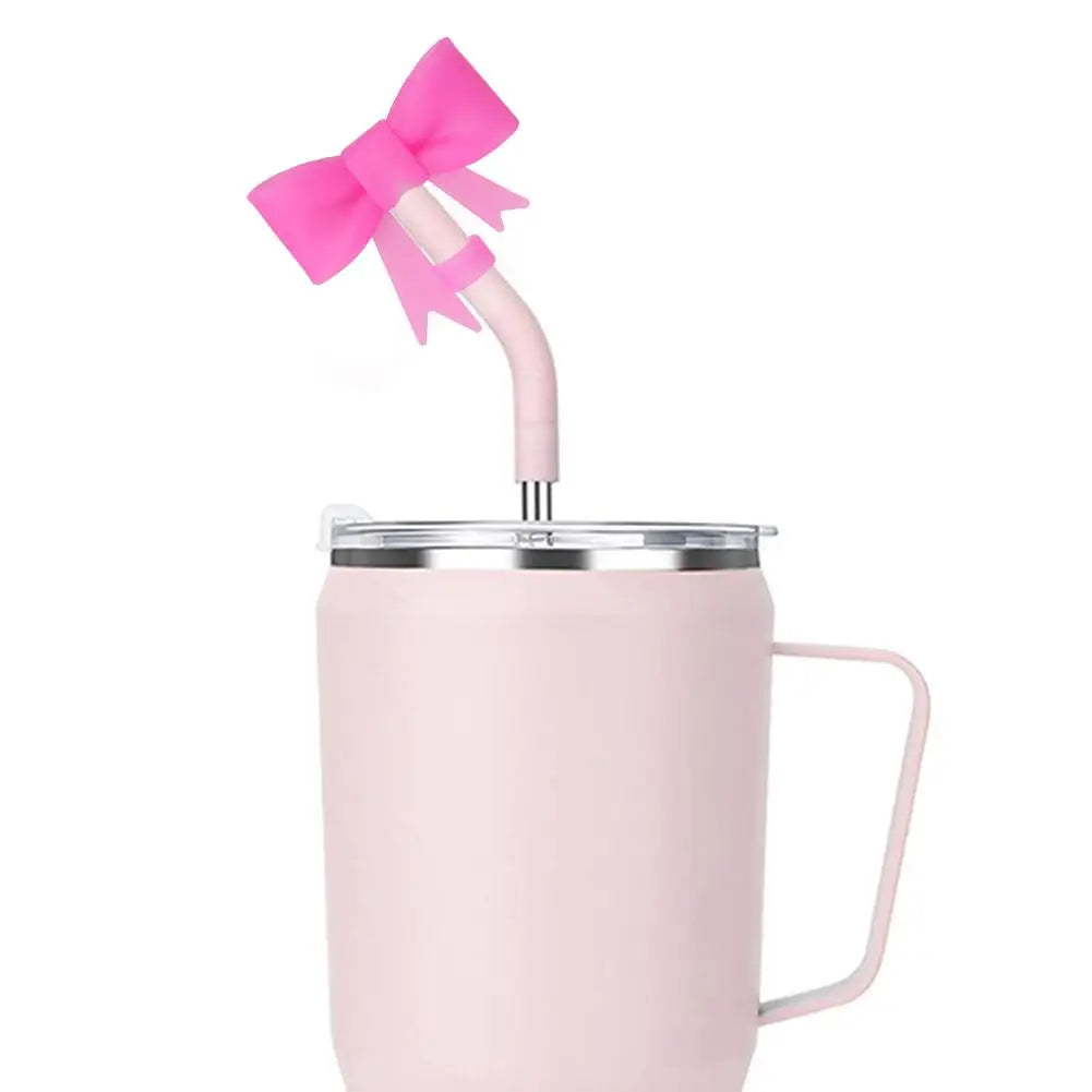 Bow Straw Cap Covers Toppers Silicone Accessories For Stanley Cups 30&40 Oz Tumbler And With 1pc Protective Boot ﻿