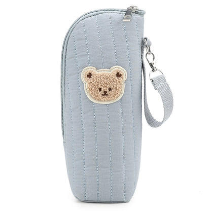 Baby Milk Bottle Warmer Bag,Plush Cartoon Bear Insulated Bag For Outdoor Travel Camping,Newborns Essential Travel Geared