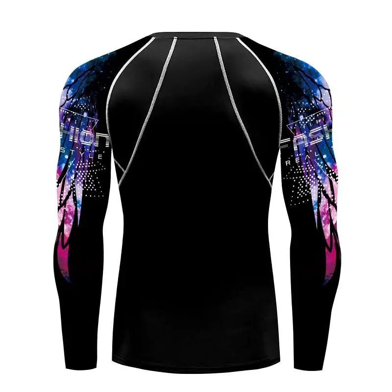 Compression Shirt for Men 3D Print Wing Graphic Tees Long Sleeve Fitness Crewneck Workout Top Quick Drying Summer Male Clothing