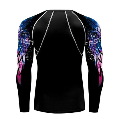Compression Shirt for Men 3D Print Wing Graphic Tees Long Sleeve Fitness Crewneck Workout Top Quick Drying Summer Male Clothing