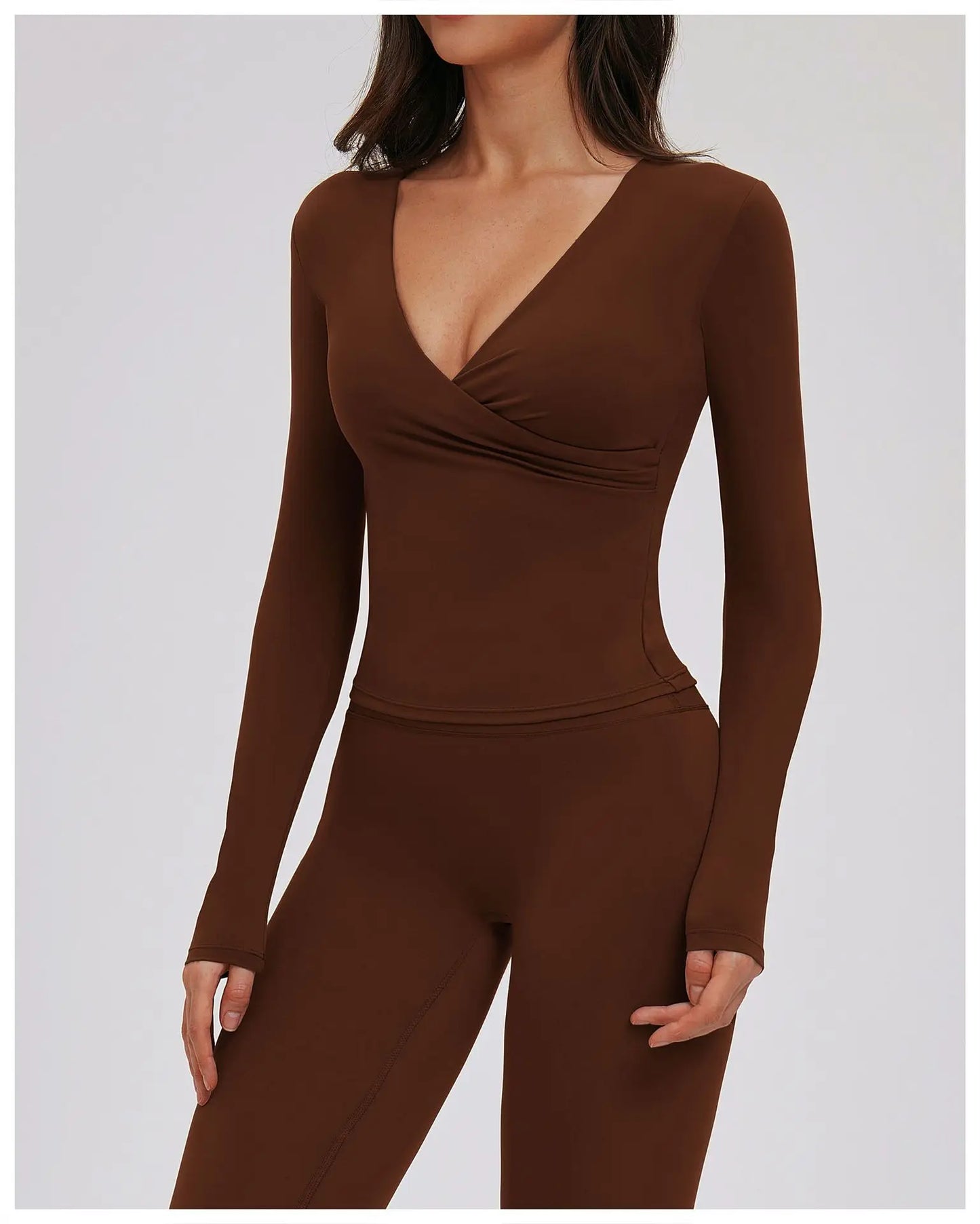 Compression Shirt Yoga Long Sleeve V Training Wear Tight Slim Fit Outdoor Running Fitness Sportswear Woman Gym Activewear