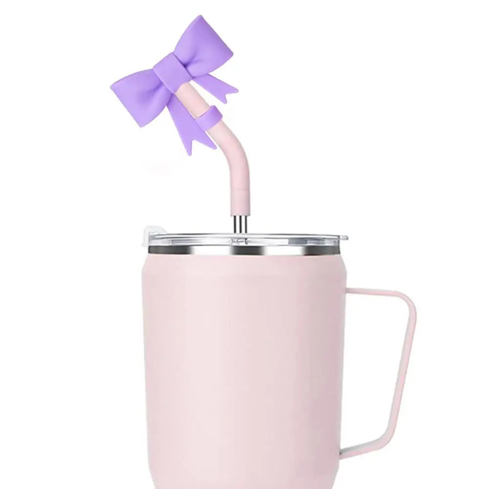 Bow Straw Cap Covers Toppers Silicone Accessories For Stanley Cups 30&40 Oz Tumbler And With 1pc Protective Boot ﻿