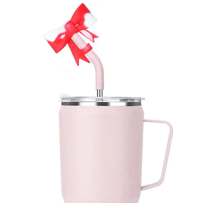 Bow Straw Cap Covers Toppers Silicone Accessories For Stanley Cups 30&40 Oz Tumbler And With 1pc Protective Boot ﻿