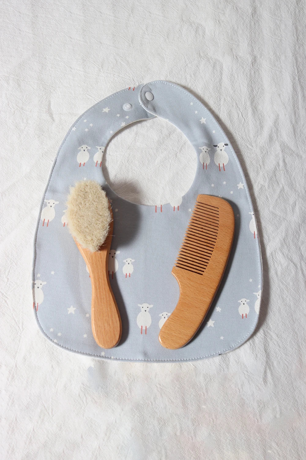 baby comb brush set newborn gift set Natural Wool beech Wooden Comb
