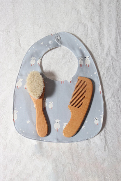 baby comb brush set newborn gift set Natural Wool beech Wooden Comb