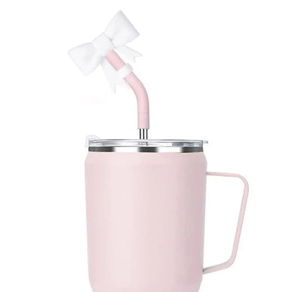Bow Straw Cap Covers Toppers Silicone Accessories For Stanley Cups 30&40 Oz Tumbler And With 1pc Protective Boot ﻿