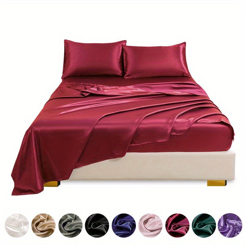 4pcs Satin Bed Sheet Four-Piece Set