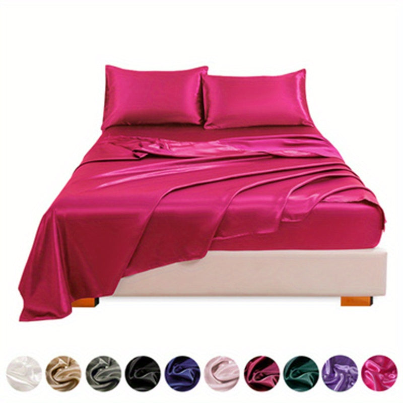 4pcs Satin Bed Sheet Four-Piece Set